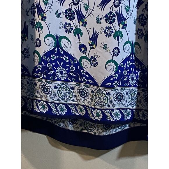 Liz Claiborne Career Floral Lightweight Split Neck Ruffle Cuffs Tunic Top XL - Picture 3 of 10